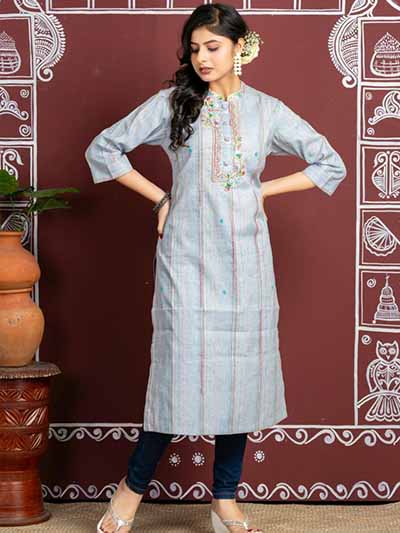 A Fuschia Floral Printed Kurta manufacture by best kurta shop in kolkata
                                    