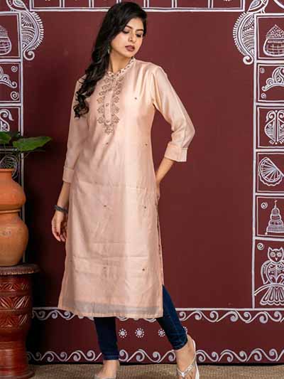 A Turquoise Floral Printed Kurta manufacture by ladies kurti manufacturer 
                                    